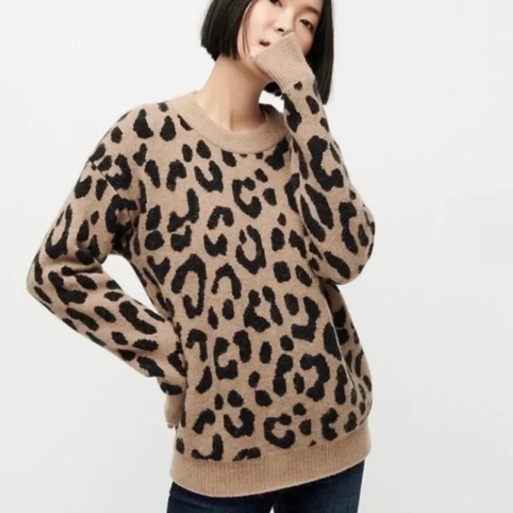 New J. Crew Leopard Print Sweater Wool/Alpaca Blend size X-Small